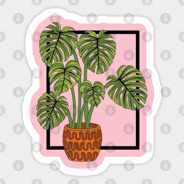 Simple modern monstera plant Sticker by Doodle Workshop